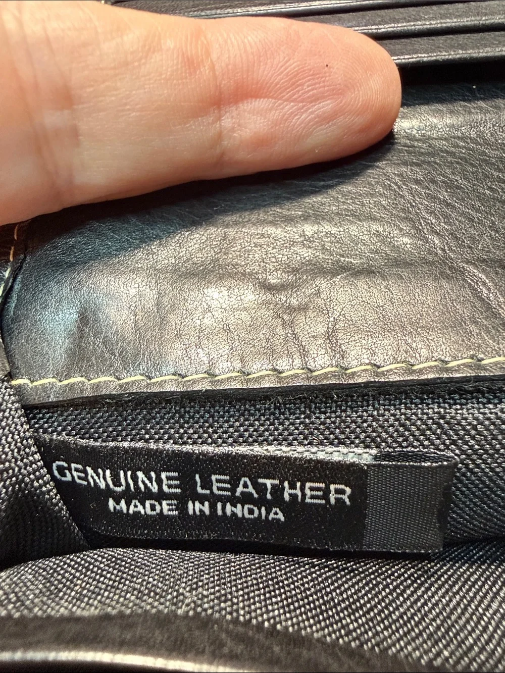 Kenneth Cole Black Leather Foldover Wallet with Contrast Stitching